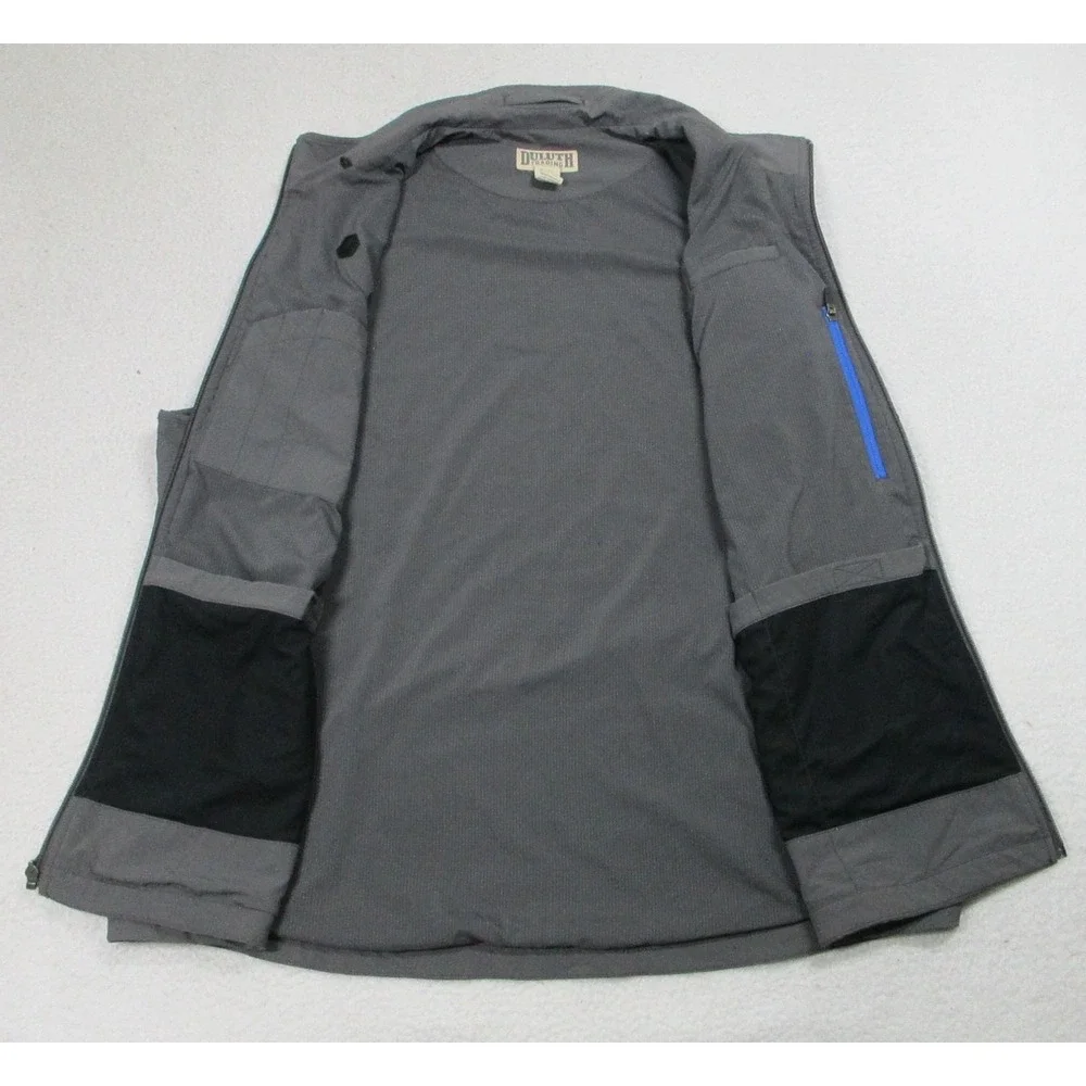 Duluth Trading Vest‎ Mens 2XL Gray Soft Shell Zip Pockets Outdoor Work Utility